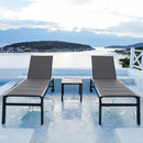 PURPLE LEAF Outdoor Chaise Lounge Aluminum with Side Table and Wheels Reclining Chair - Purple Leaf Garden