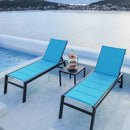 PURPLE LEAF Outdoor Chaise Lounge Aluminum with Side Table and Wheels Reclining Chair - Purple Leaf Garden