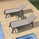 PURPLE LEAF Outdoor Chaise Lounge Aluminum with Side Table and Wheels Reclining Chair - Purple Leaf Garden