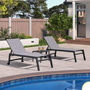 PURPLE LEAF Outdoor Chaise Lounge Aluminum with Side Table and Wheels Reclining Chair - Purple Leaf Garden