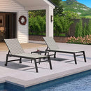PURPLE LEAF Outdoor Chaise Lounge Aluminum with Side Table and Wheels Reclining Chair - Purple Leaf Garden