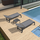 PURPLE LEAF Outdoor Chaise Lounge Aluminum with Side Table and Wheels Reclining Chair - Purple Leaf Garden