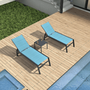 PURPLE LEAF Outdoor Chaise Lounge Aluminum with Side Table and Wheels Reclining Chair - Purple Leaf Garden