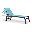 PURPLE LEAF Outdoor Chaise Lounge Aluminum with Side Table and Wheels Reclining Chair - Purple Leaf Garden