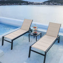 PURPLE LEAF Outdoor Chaise Lounge Aluminum with Side Table and Wheels Reclining Chair - Purple Leaf Garden