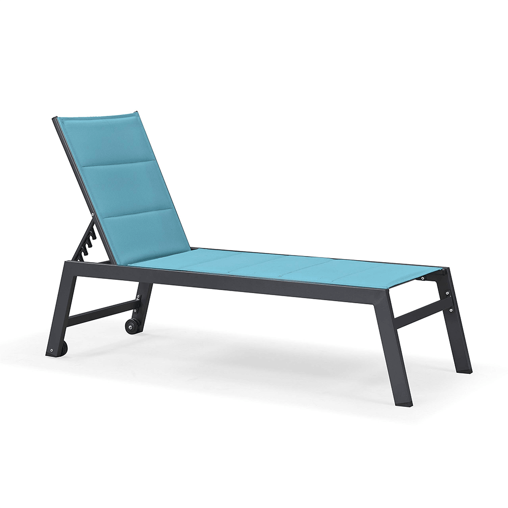 PURPLE LEAF 【SALE】PURPLE LEAF Outdoor Chaise Lounge Aluminum with Side Table and Wheels Reclining Chair