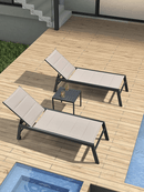PURPLE LEAF Outdoor Chaise Lounge Aluminum with Side Table and Wheels Reclining Chair - Purple Leaf Garden