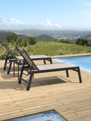 PURPLE LEAF Outdoor Chaise Lounge Aluminum with Side Table and Wheels Reclining Chair - Purple Leaf Garden