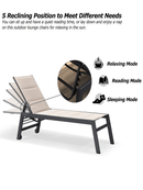 PURPLE LEAF Outdoor Chaise Lounge Aluminum with Side Table and Wheels Reclining Chair - Purple Leaf Garden
