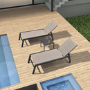 PURPLE LEAF Outdoor Chaise Lounge Aluminum with Side Table and Wheels Reclining Chair - Purple Leaf Garden