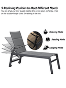 PURPLE LEAF Outdoor Chaise Lounge Aluminum with Side Table and Wheels Reclining Chair - Purple Leaf Garden