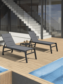 PURPLE LEAF Outdoor Chaise Lounge Aluminum with Side Table and Wheels Reclining Chair - Purple Leaf Garden