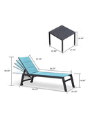 PURPLE LEAF Outdoor Chaise Lounge Aluminum with Side Table and Wheels Reclining Chair - Purple Leaf Garden