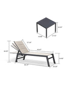 PURPLE LEAF Outdoor Chaise Lounge Aluminum with Side Table and Wheels Reclining Chair - Purple Leaf Garden