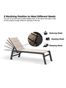 PURPLE LEAF Outdoor Chaise Lounge Aluminum with Side Table and Wheels Reclining Chair - Purple Leaf Garden