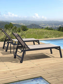 PURPLE LEAF Outdoor Chaise Lounge Aluminum with Side Table and Wheels Reclining Chair - Purple Leaf Garden