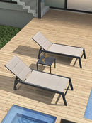PURPLE LEAF Outdoor Chaise Lounge Aluminum with Side Table and Wheels Reclining Chair - Purple Leaf Garden