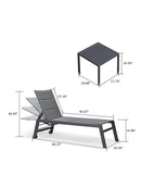 PURPLE LEAF Outdoor Chaise Lounge Aluminum with Side Table and Wheels Reclining Chair - Purple Leaf Garden