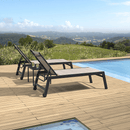 PURPLE LEAF Outdoor Chaise Lounge Aluminum with Side Table and Wheels Reclining Chair - Purple Leaf Garden