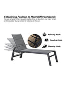 PURPLE LEAF Outdoor Chaise Lounge Aluminum with Side Table and Wheels Reclining Chair - Purple Leaf Garden