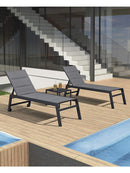 PURPLE LEAF Outdoor Chaise Lounge Aluminum with Side Table and Wheels Reclining Chair - Purple Leaf Garden