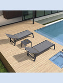 PURPLE LEAF Outdoor Chaise Lounge Aluminum with Side Table and Wheels Reclining Chair - Purple Leaf Garden