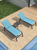 PURPLE LEAF Outdoor Chaise Lounge Aluminum with Side Table and Wheels Reclining Chair - Purple Leaf Garden