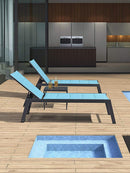 PURPLE LEAF Outdoor Chaise Lounge Aluminum with Side Table and Wheels Reclining Chair - Purple Leaf Garden