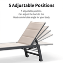 PURPLE LEAF Outdoor Chaise Lounge Aluminum with Side Table and Wheels Reclining Chair - Purple Leaf Garden