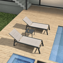 PURPLE LEAF Outdoor Chaise Lounge Aluminum with Side Table and Wheels Reclining Chair - Purple Leaf Garden