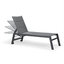 PURPLE LEAF Outdoor Chaise Lounge Aluminum with Side Table and Wheels Reclining Chair - Purple Leaf Garden