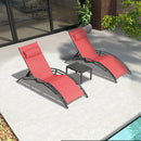 OPEN BOX I PURPLE LEAF Patio Chaise Lounge Set Outdoor Beach Pool Sunbathing Lawn Lounger Recliner Chair Outside Chairs with Side Table Included